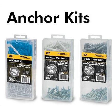 King Innovation - 25140 - Plastic Drywall Anchor Kit, 1 Kit