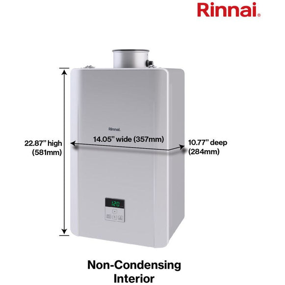 Rinnai REP199iN Serie de modelos REP de alta eficiencia sin condensación incluye una bomba de recirculación incorporada.