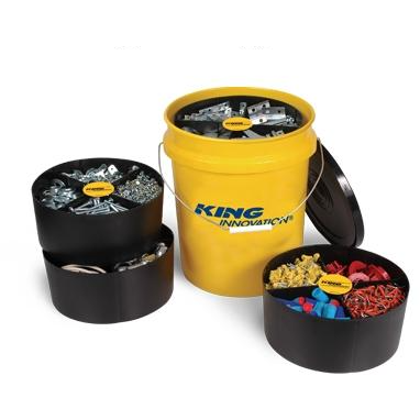 King Innovation - 47405 - 5 Gallon Printed Pail w/1 Lid and 3 Large Black Trays, 1 Storage Set