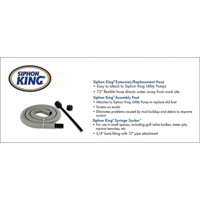 King Innovation 48272 - Manguera de extensión/reemplazo para sifón King de 72", bolsa de 1 pieza