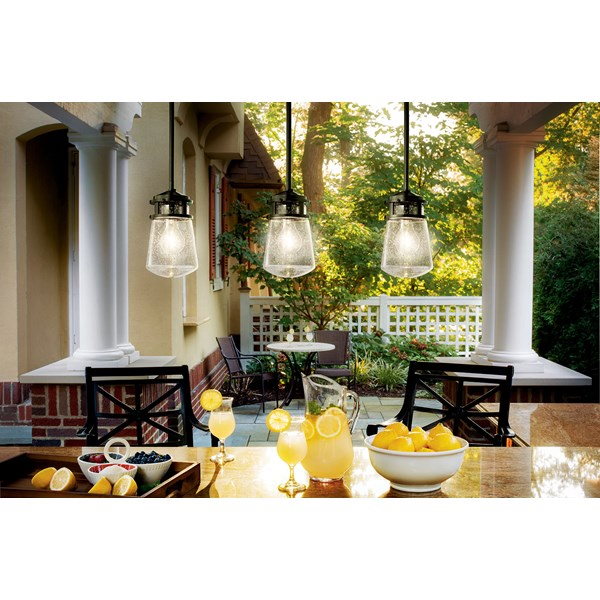 Kichler - 49446AZ - Lyndon™ 9.5" 1 Light Pendant with Clear Seeded Glass Architectural Bronze