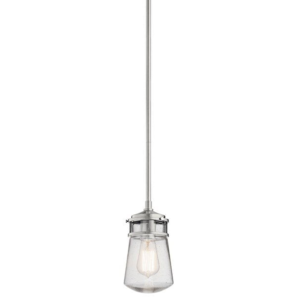 Kichler 49446BA Lyndon™ Lámpara colgante de 9,5" y 1 luz con vidrio transparente y aluminio cepillado