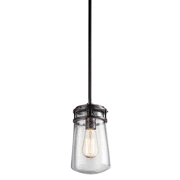 Kichler - 49447BA - Lyndon™ 11.75" 1 Light Pendant with Clear Seeded Glass Brushed Aluminum