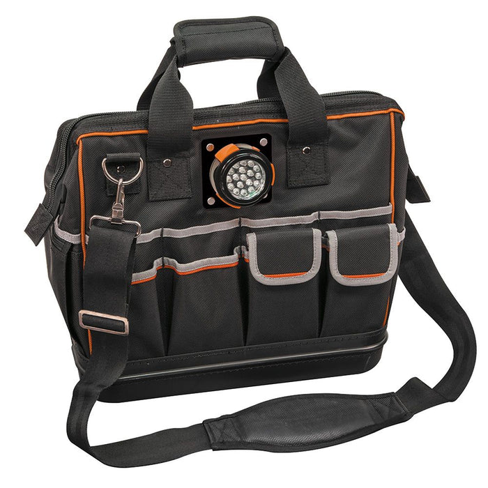 Klein Tools - 55431 - Tool Bag, Tradesman Pro™ Lighted Tool Bag, 31 Pockets, 15-Inch