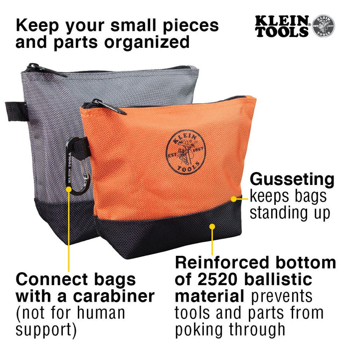 Klein Tools - 55470 - Zipper Bag, Stand-Up Tool Pouch, 2-Pack