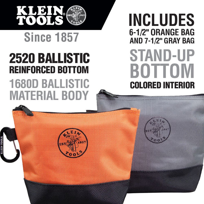Klein Tools 55470 Bolsa con cremallera, bolsa para herramientas de pie, paquete de 2