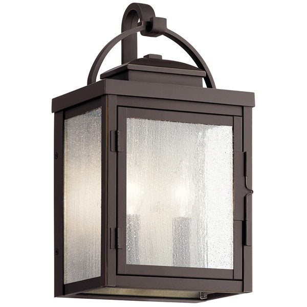 Kichler 59011RZ Carlson™ Aplique de pared para exteriores con 2 luces de 14,75" y bronce frotado con vidrio transparente