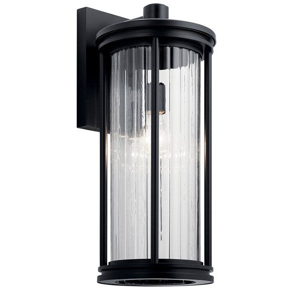 Kichler - 59024BK - Barras 20" 1 Light Outdoor Wall Light with Clear Ribbed Glass Black