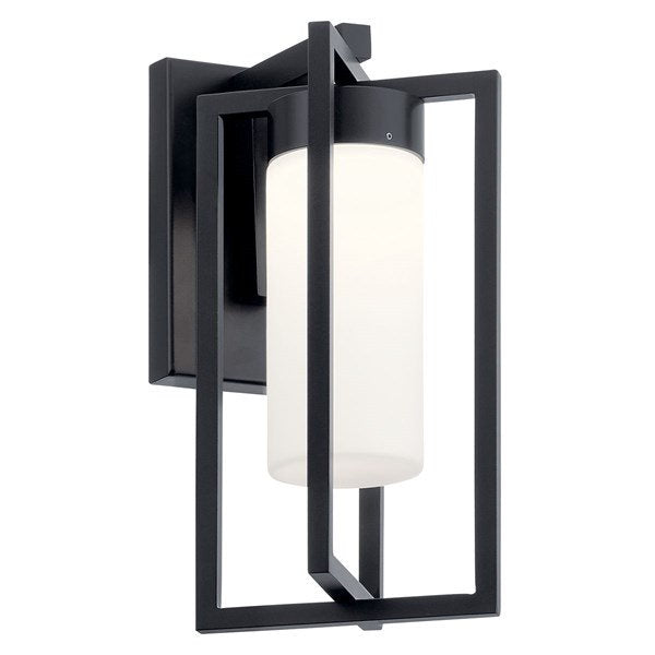 Kichler 59070BKLED Drega 11" 1 lámpara de pared LED con vidrio grabado satinado, color negro
