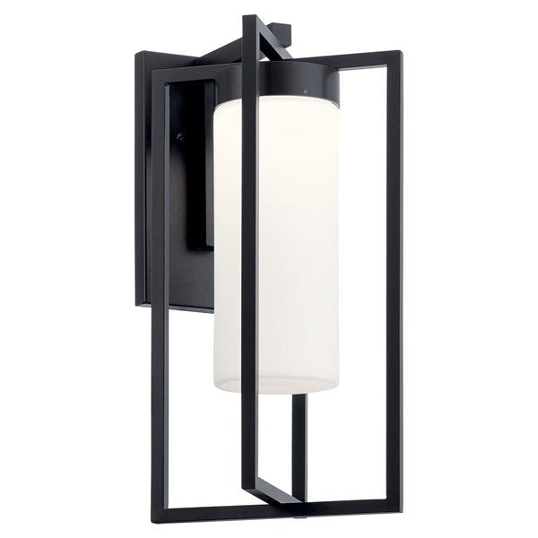 Kichler 59072BKLED Drega 18,5" 1 lámpara de pared LED con vidrio grabado satinado, color negro