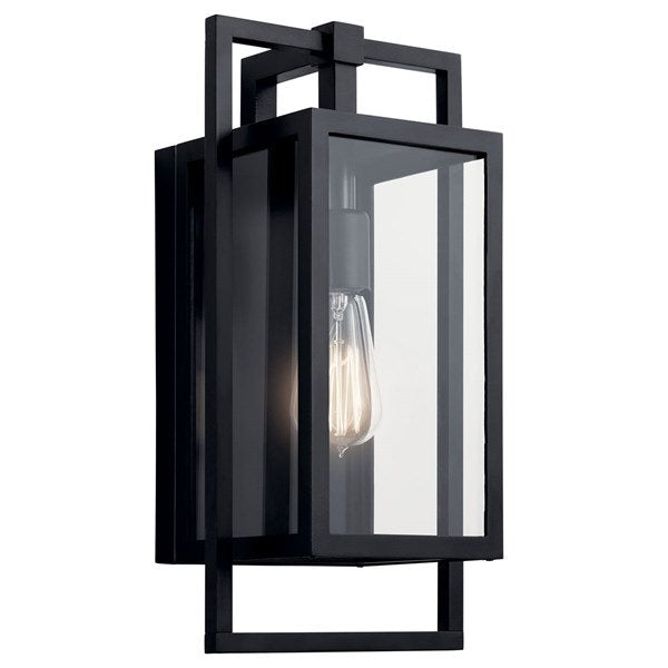 Kichler 59086BK Goson™ Aplique de pared con 1 luz de 16" y vidrio transparente, negro