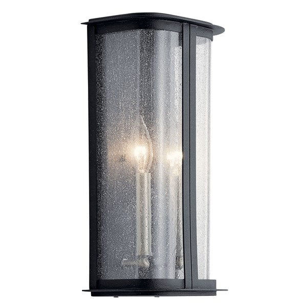 Kichler - 59091DBK - Timmin™ 14" 2 Light Wall Light Clear Seeded Glass and Distressed Black
