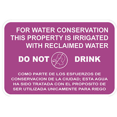 T Christy - ID-SIGN-35 - Identification Sign/ Metal/ 12 x 18 Reclaimed Water/ Bilingual