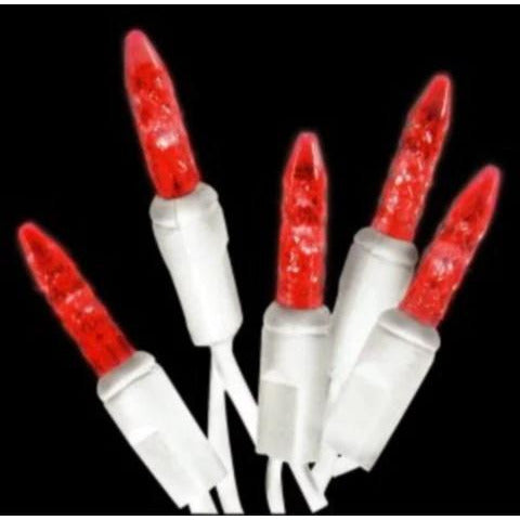 Seasonal Source 88632-R Luces de carámbano rojas sobre cable blanco, 70 bombillas