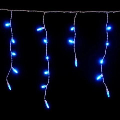 Seasonal Source 88641-R Luces de carámbano azules sobre cable blanco, 70 bombillas