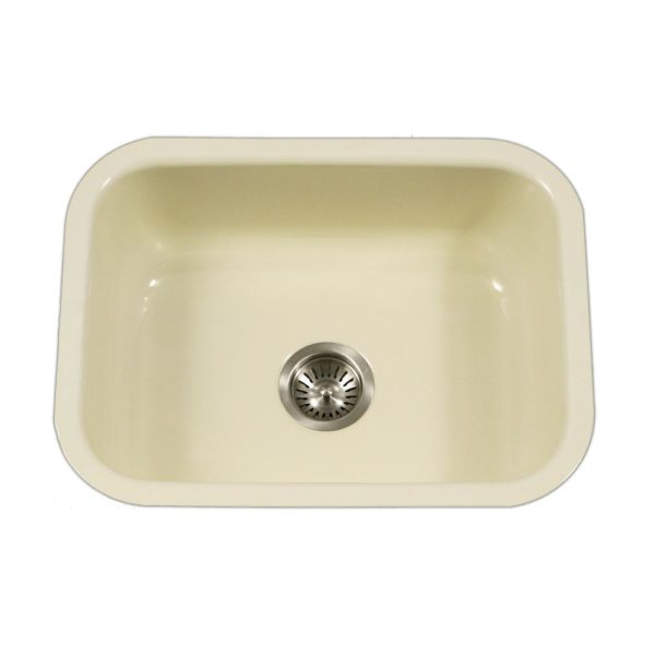 Hamat - CER-2318S-BQ - Enamel Steel Undermount Single Bowl Kitchen Sink, Biscuit 