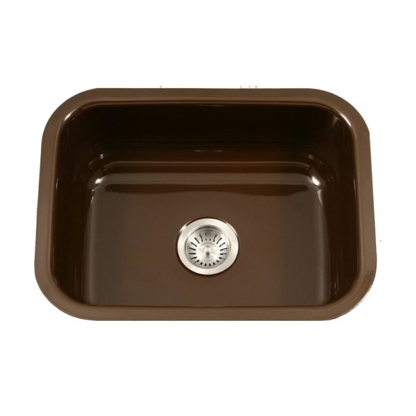 Hamat - CER-2318S-ES - Enamel Steel Undermount Single Bowl Kitchen Sink, Espresso