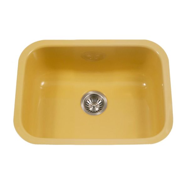 Hamat - CER-2318S-LE - Enamel Steel Undermount Single Bowl Kitchen Sink, Lemon