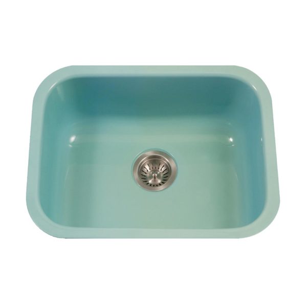 Hamat - CER-2318S-MT - Enamel Steel Undermount Single Bowl Kitchen Sink, Mint