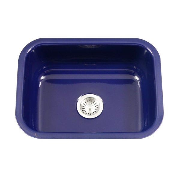 Hamat - CER-2318S-NB - Enamel Steel Undermount Single Bowl Kitchen Sink, Navy Blue