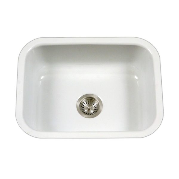 Hamat - CER-2318S-WH - Enamel Steel Undermount Single Bowl Kitchen Sink, White 