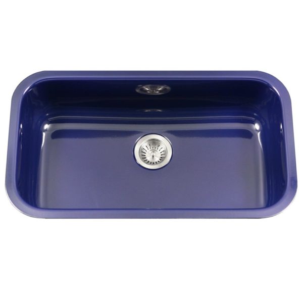 Hamat - CER-3118S-NB - Enamel Steel Undermount  Large Single Bowl Kitchen Sink, Navy Blue