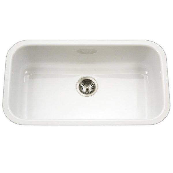 Hamat - CER-3118S-WH - Enamel Steel Undermount  Large Single Bowl Kitchen Sink, White 