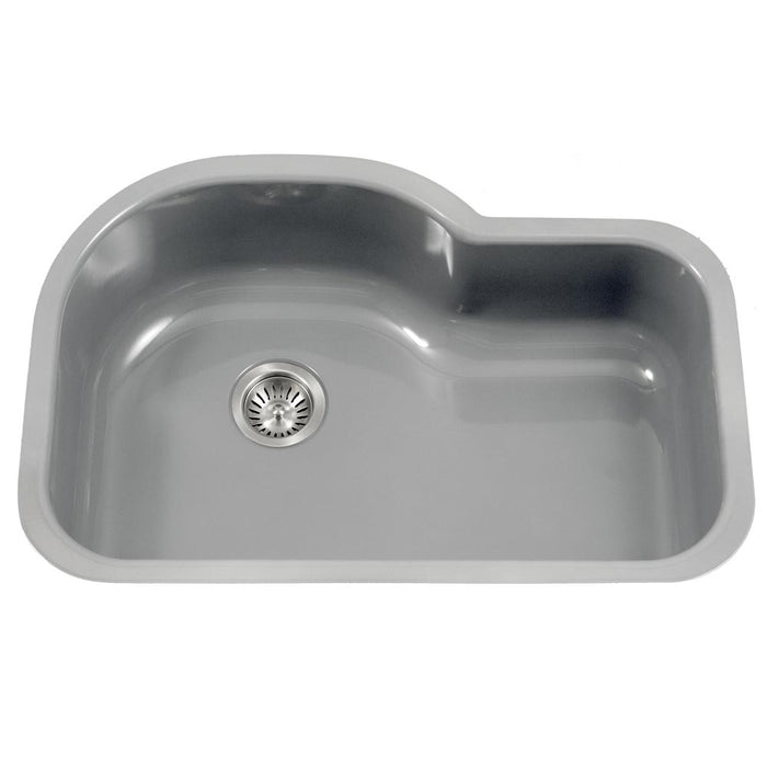 Hamat - CER-3221S-SL - Enamel Steel Undermount Offset Single Bowl Kitchen Sink, Slate