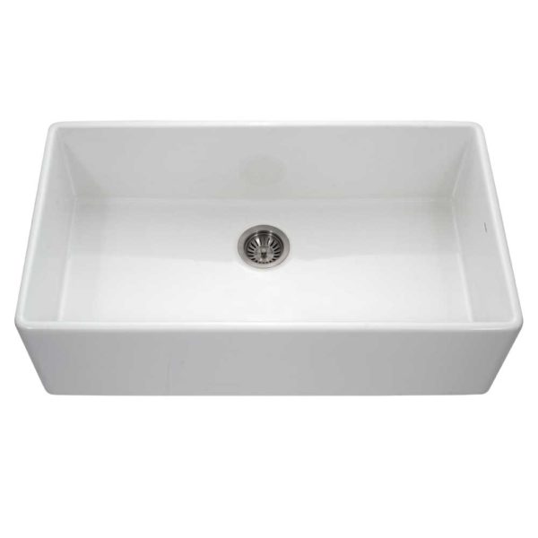 Hamat - CHE-3620SA-WH - Apron-Front Fireclay Single Bowl Kitchen Sink, White
