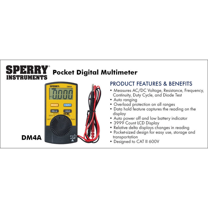 King Innovation - DM4A - Pocket Digital Multimeter - 1 Per Pack