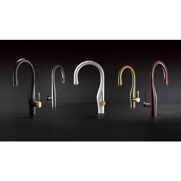 Hamat - IMPD-1000 MWG - Dual Function Hidden Pull Down Kitchen Faucet in Matte White and Matte Gold