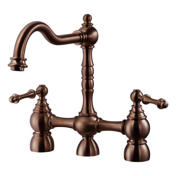 Hamat - NOBS-4000 AC - Two Handle Bridge Faucet with Side Spray in Antique Copper