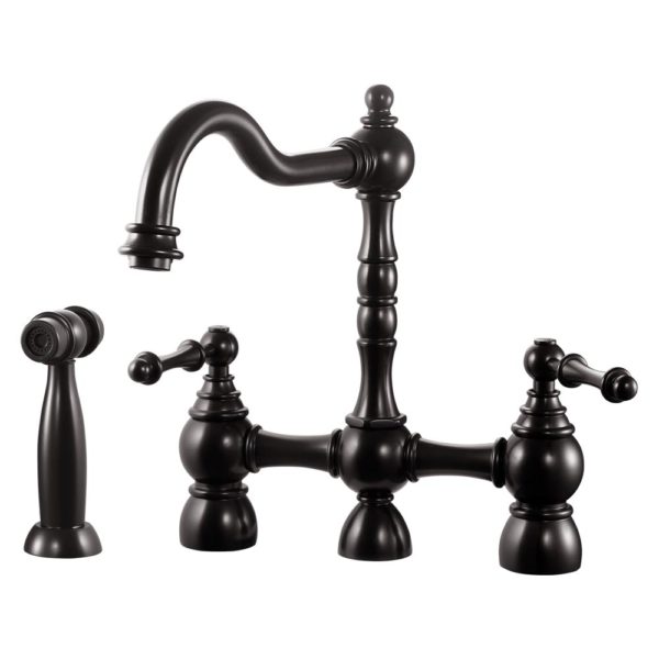 Hamat - NOBS-4000 OB - Two Handle Bridge Faucet with Side Spray in Oil Rubbed Bronze