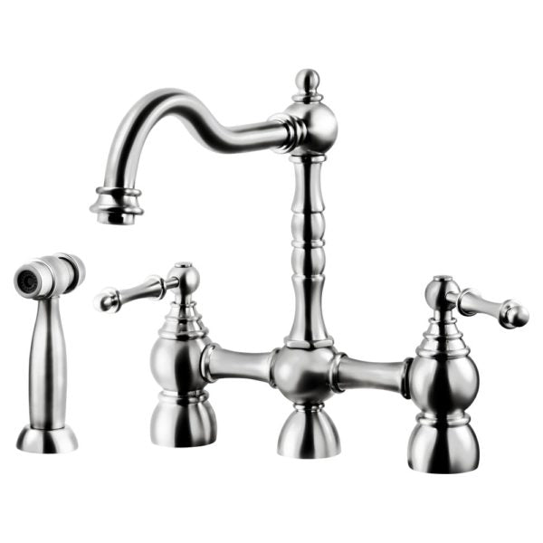 Hamat - NOBS-4000 PN - Two Handle Bridge Faucet with Side Spray in Polished Nickel