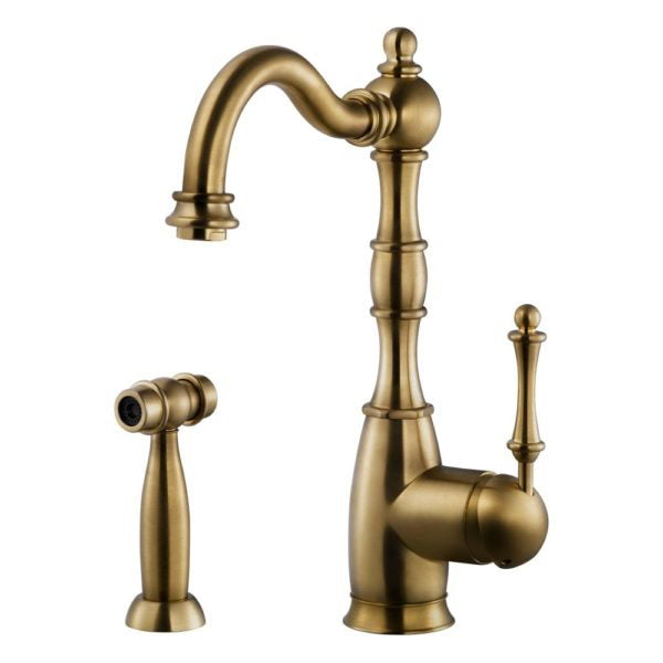 Hamat - NOSP-4000 AB - Nottingham Traditional Brass Single Lever Faucet with Side Spray in Antique Brass