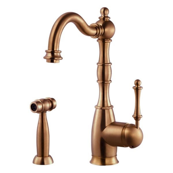 Hamat - NOSP-4000 AC - Nottingham Traditional Brass Single Lever Faucet with Side Spray in Antique Copper