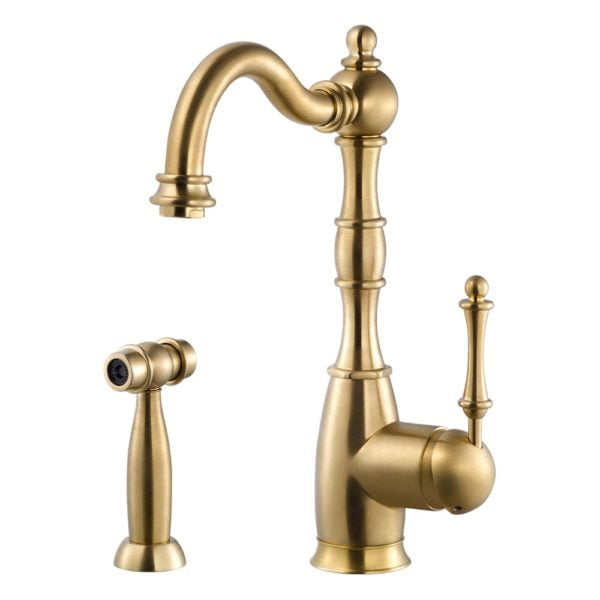 Hamat - NOSP-4000 BB - Nottingham Traditional Brass Single Lever Faucet with Side Spray in Brushed Brass