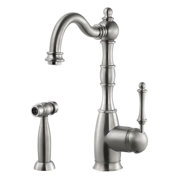 Hamat - NOSP-4000 BN - Nottingham Traditional Brass Single Lever Faucet with Side Spray in Brushed Nickel