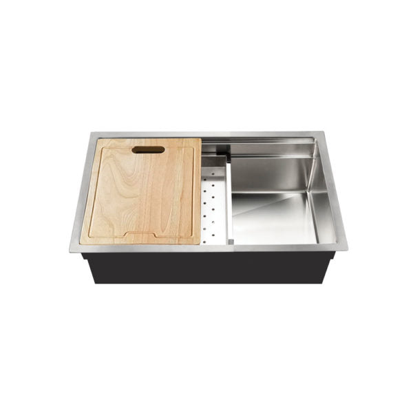 Hamat - REN-2618S - Dual Level Undermount 18GA Stainless Steel  Single Bowl Kitchen Sink with Sliding Platform