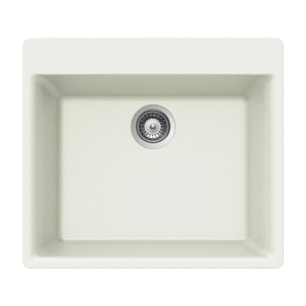 Hamat - SIO-2420ST-WH - Granite Topmount Single Bowl Kitchen Sink, White