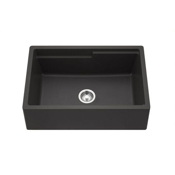 Hamat - SIO-3320SAW-BL - Granite Apron-Front Workstation Kitchen Sink, Black
