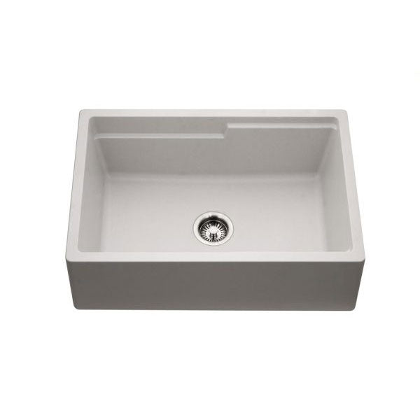 Hamat - SIO-3320SAW-WH - Granite Apron-Front Workstation Kitchen Sink, White