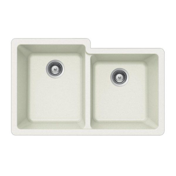 Hamat - SIO-3321DUR-WH - Granite Undermount 60/40 Double Bowl Kitchen Sink, White