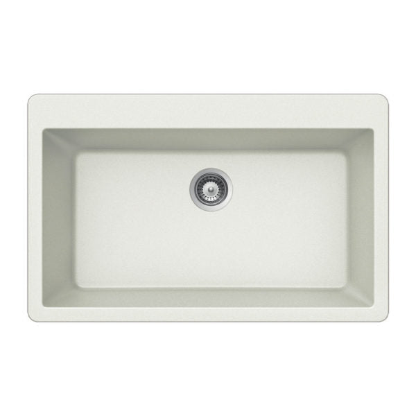 Hamat - SIO-3321ST-WH - Granite Topmount Large Single Bowl Kitchen Sink, White