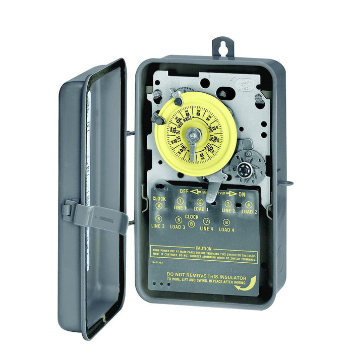 Intermatic T1205R 24-Hour Mechanical Time Switch, 480 VAC, 60Hz, DPST, Indoor/Outdoor Metal Enclosure, 1 Hour Interval