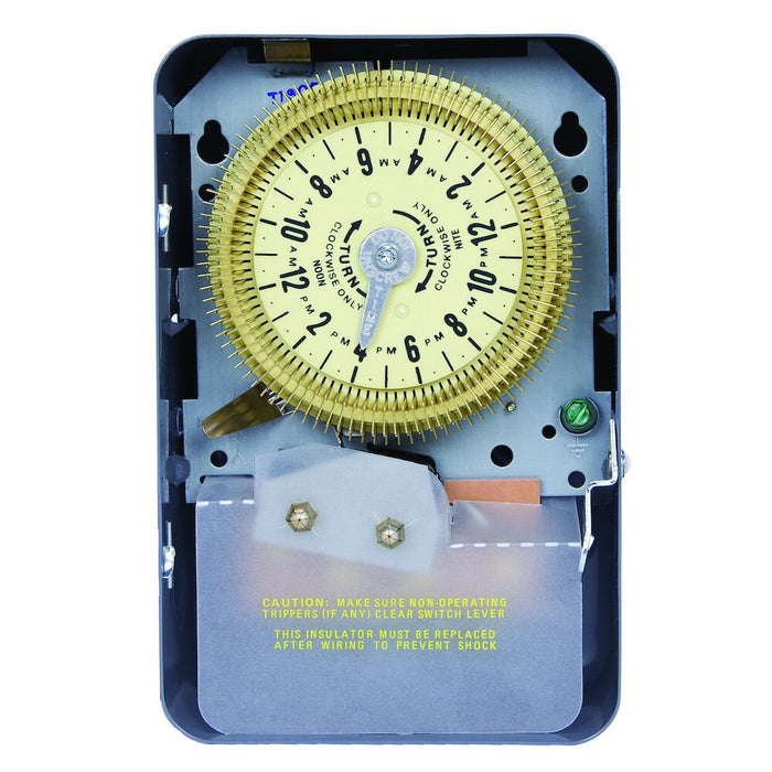 Intermatic T1906 Interruptor horario mecánico de 24 horas, 208-277 VCA, 60 Hz, SPDT, caja metálica para interiores, intervalo de 15 minutos