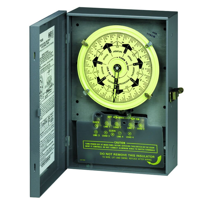 Intermatic - T7801BC - 7-Day Mechanical Time Switch, 120 VAC, 2 NO/2 NC, 3.5 Hour Interval