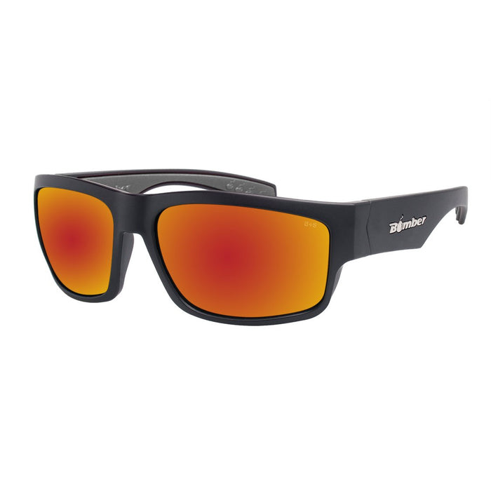 Bomber - TR103RM - TIGER-BOMB MATTE BLK FRM / RED MIRROR PC SAFETY LENS / GRAY FOAM
