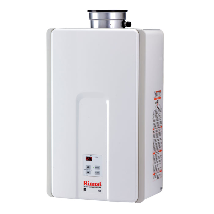 Rinnai V94iN Residential High Efficiency 9.8 GPM Indoor, Natural Gas Tankless Water Heater, While supplies last (Replaced by RE199)