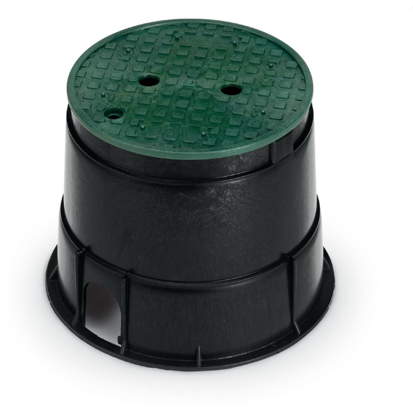 Rain Bird - PVB6RND Caja de válvulas PVB redonda de 6" - Cuerpo negro y tapa verde superpuesta